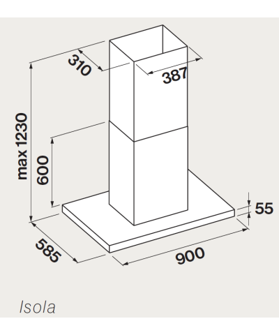 CAPPA LUMINA LED NRS IS. 90CM (FALM)