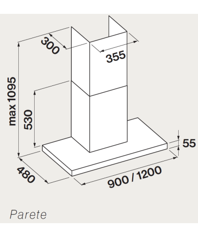 CAPPA LUMINA LED NRS 90CM (FALM)